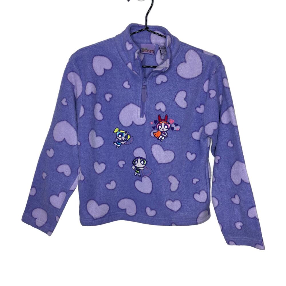 Retro Y2k Cartoon Network Girls Sz L Powerpuff Girl Fleece Sweater(1909)